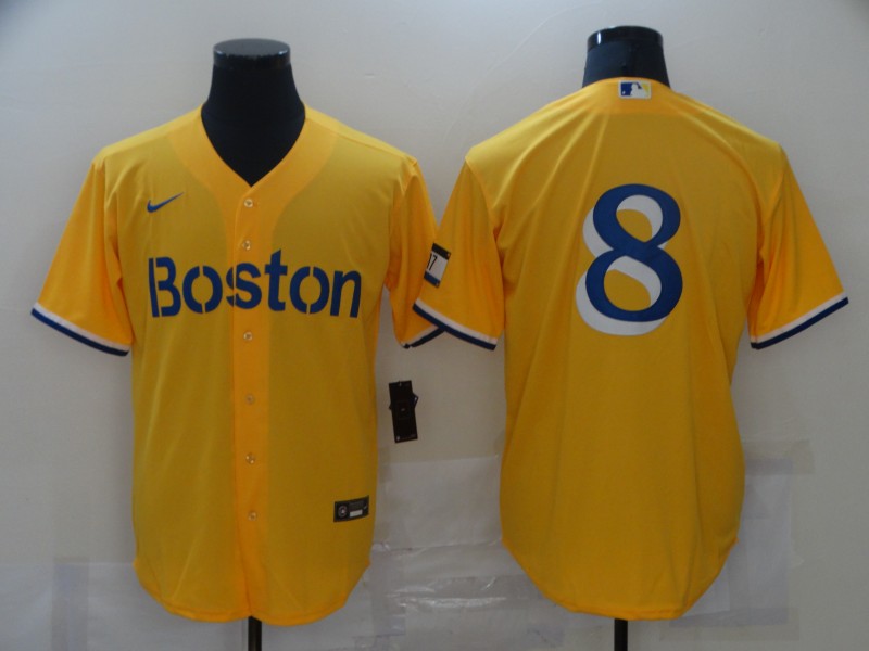 Men Boston Red Sox #8 No name Yellow Game 2021 Nike MLB Jerseys->boston red sox->MLB Jersey